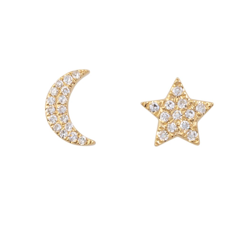 Star And Moon Studs