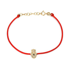 Load image into Gallery viewer, Diamond Hamsa Cord Bracelet
